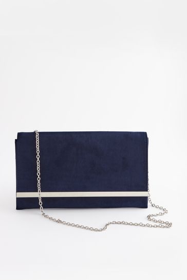 Next - Navy Suedette Clutch Bag - Preloved