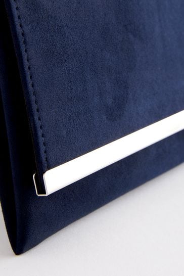 Next - Navy Suedette Clutch Bag - Preloved