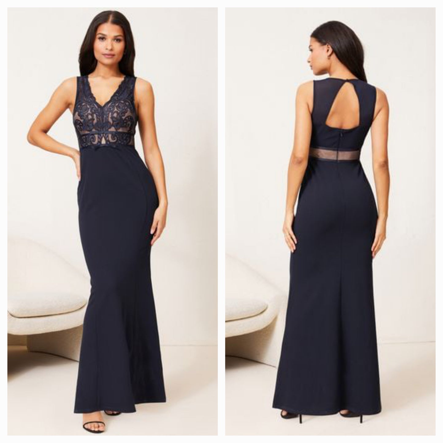 Lipsy - Navy Artwork Dress (Size 16) - New