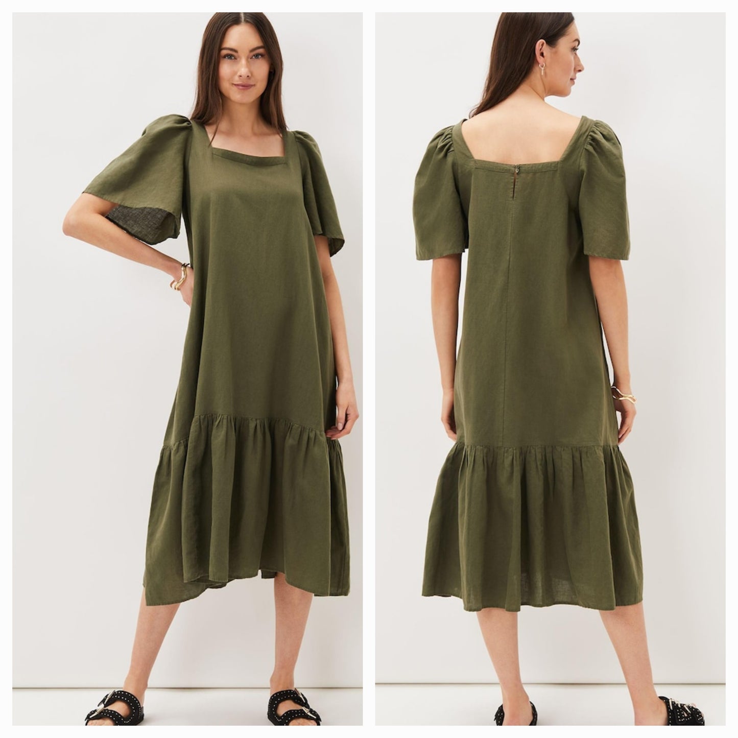 Phase Eight - Green Claria Linen Summer Dress (Size 10) - New