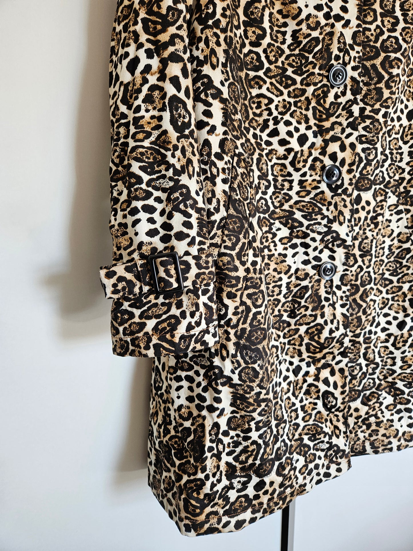 Debenhams - Brown Leopard Print Midi Coat (Size 12) - Preloved