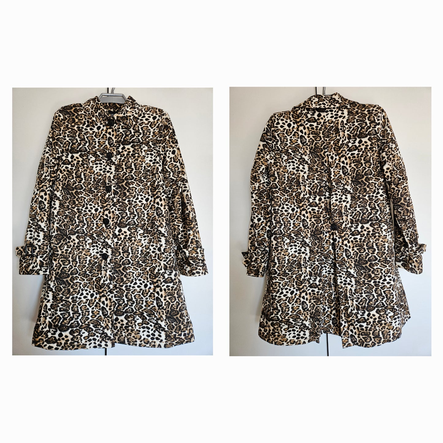 Debenhams - Brown Leopard Print Midi Coat (Size 12) - Preloved