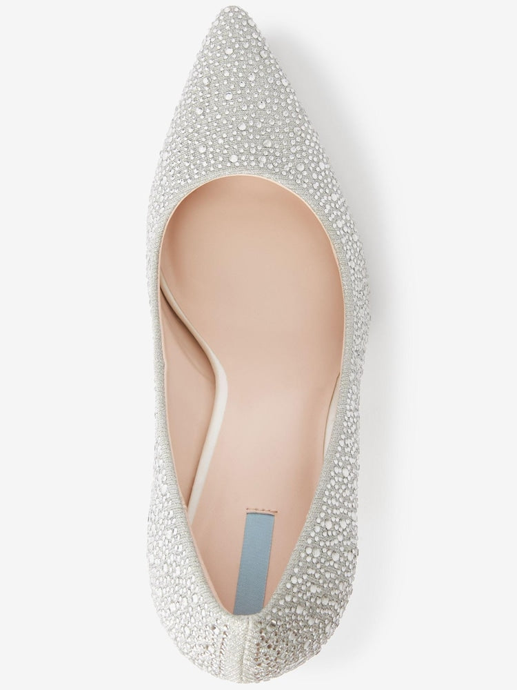 Forever Comfort - Silver Wedding Glitter Court Bridal Shoes (Size 5) - New
