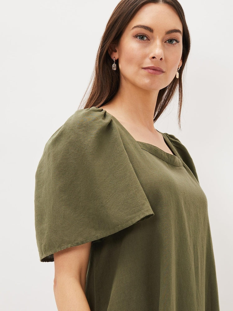 Phase Eight - Green Claria Linen Summer Dress (Size 10) - New